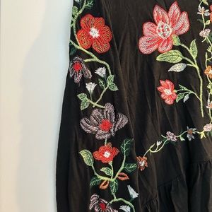 Black peplum floral shirt